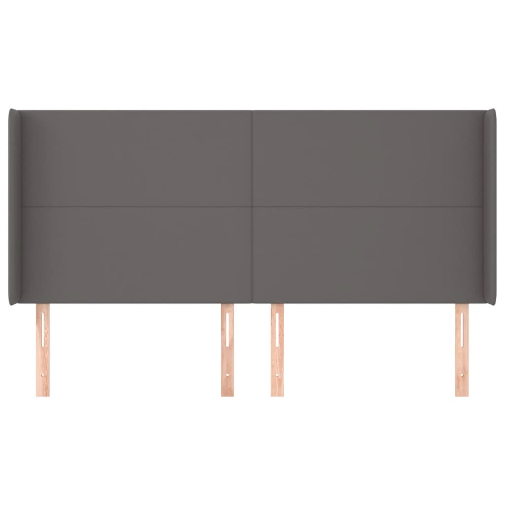 Hoofdbord met randen 183x16x118/128 cm kunstleer grijs 183 x 16 x 118/128 cm Grijs