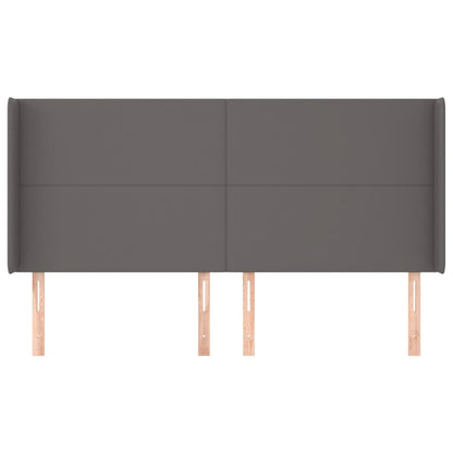 Hoofdbord met randen 183x16x118/128 cm kunstleer grijs 183 x 16 x 118/128 cm Grijs