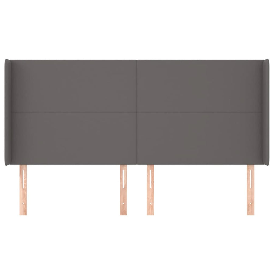 Hoofdbord met randen 183x16x118/128 cm kunstleer grijs 183 x 16 x 118/128 cm Grijs