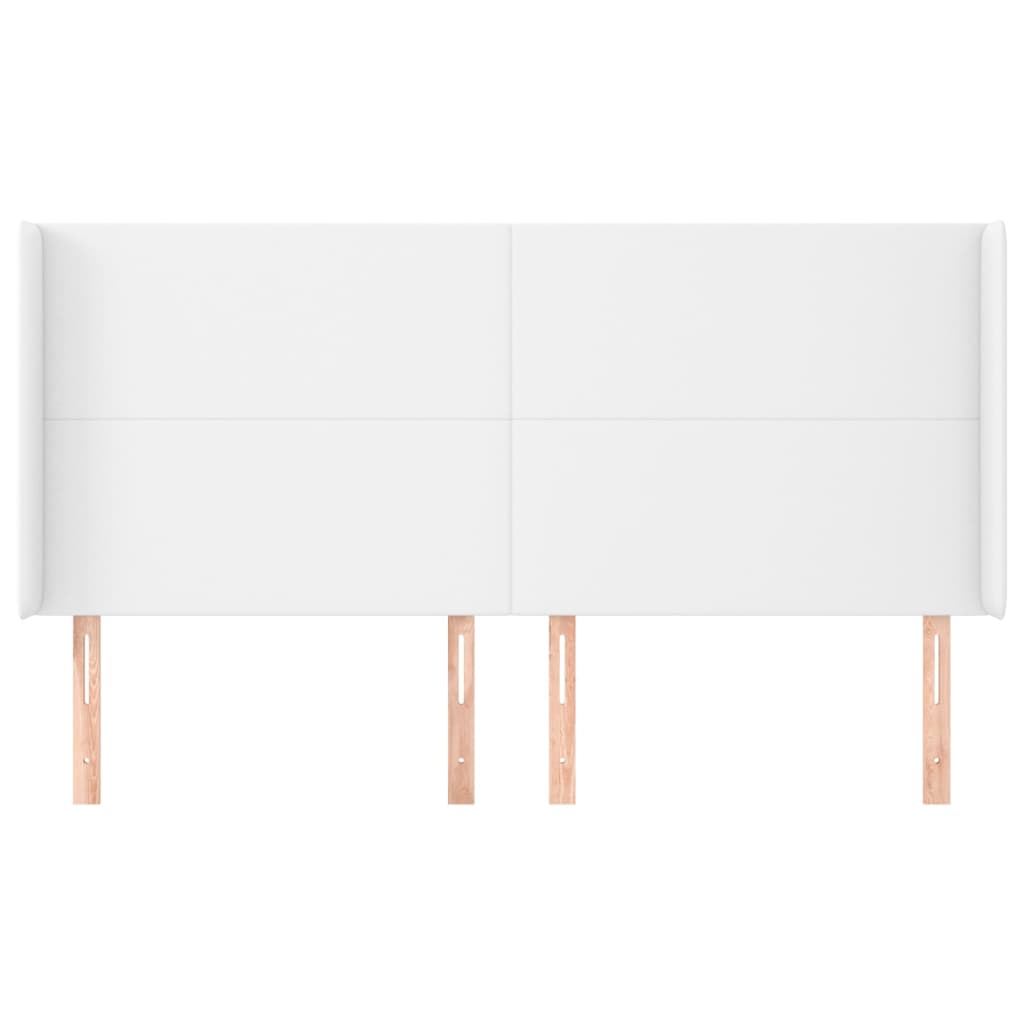 Hoofdbord met randen 203x16x118/128 cm kunstleer wit 203 x 16 x 118/128 cm Wit