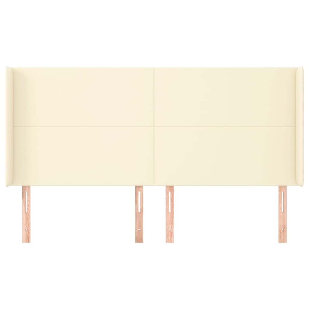 Hoofdbord Met Randen Kunstleer Kleurig 203 x 16 x 118/128 cm Crème