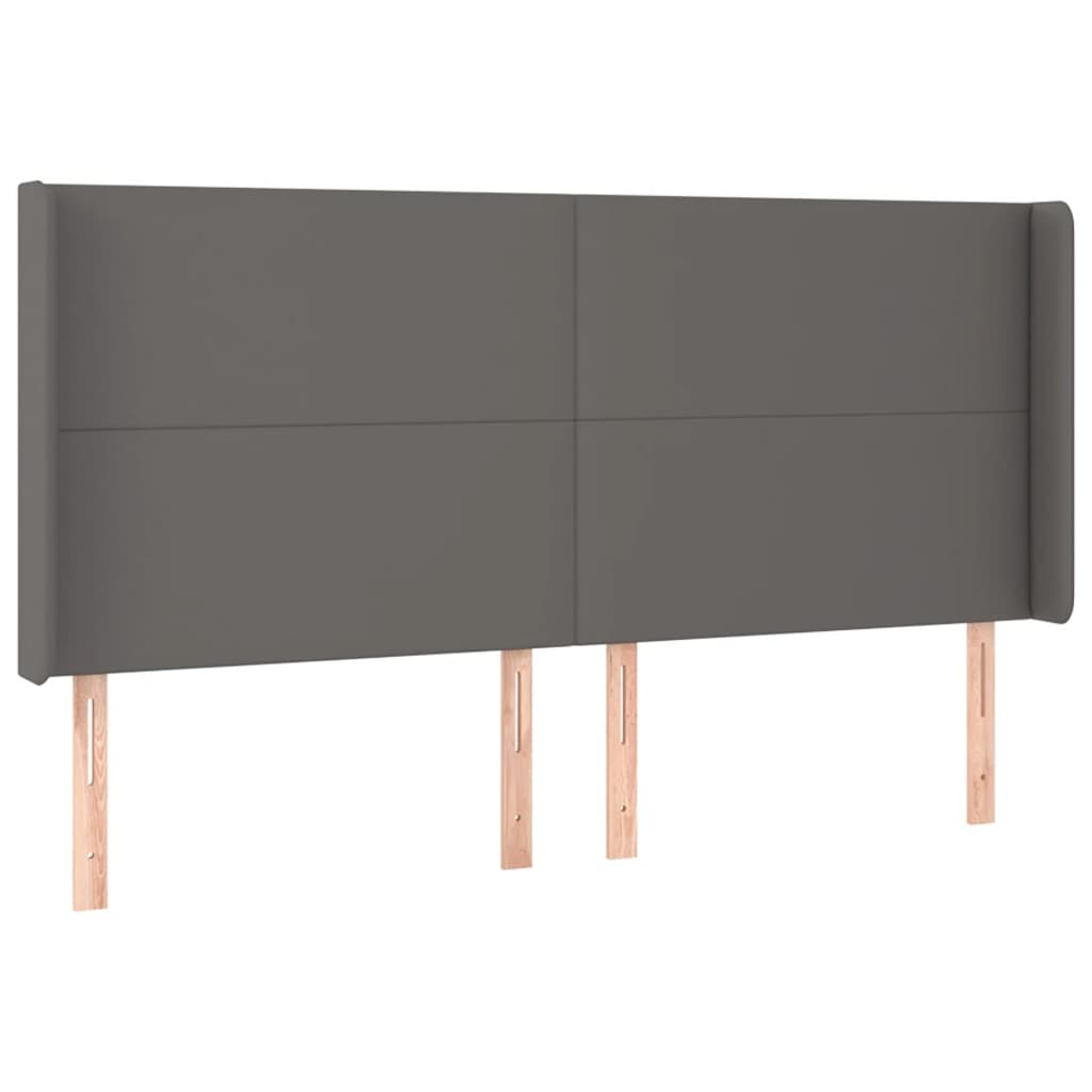 Hoofdbord met randen 203x16x118/128 cm kunstleer grijs 203 x 16 x 118/128 cm Grijs