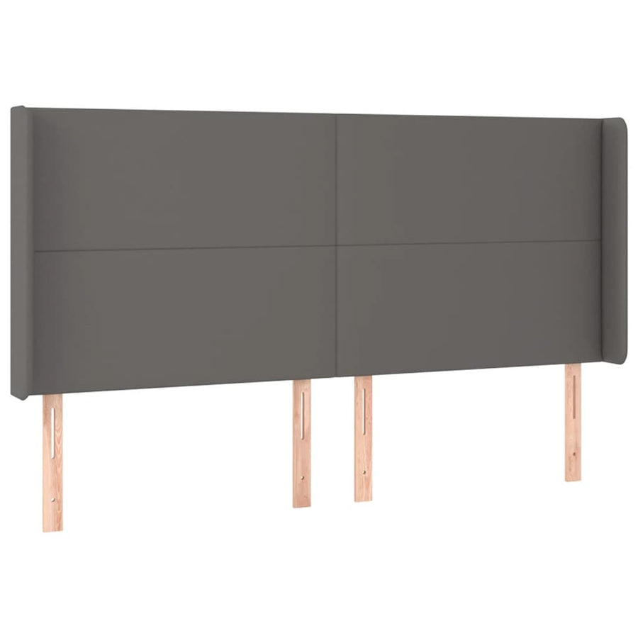 Hoofdbord met randen 203x16x118/128 cm kunstleer grijs 203 x 16 x 118/128 cm Grijs