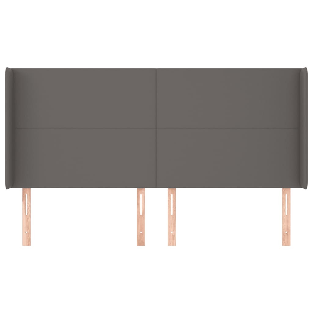 Hoofdbord met randen 203x16x118/128 cm kunstleer grijs 203 x 16 x 118/128 cm Grijs