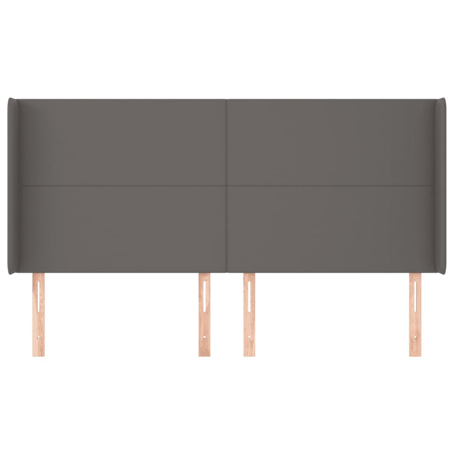 Hoofdbord met randen 203x16x118/128 cm kunstleer grijs 203 x 16 x 118/128 cm Grijs