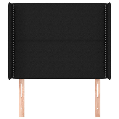 Hoofdbord Met Randen Stof Zwart 83 x 16 x 118/128 cm