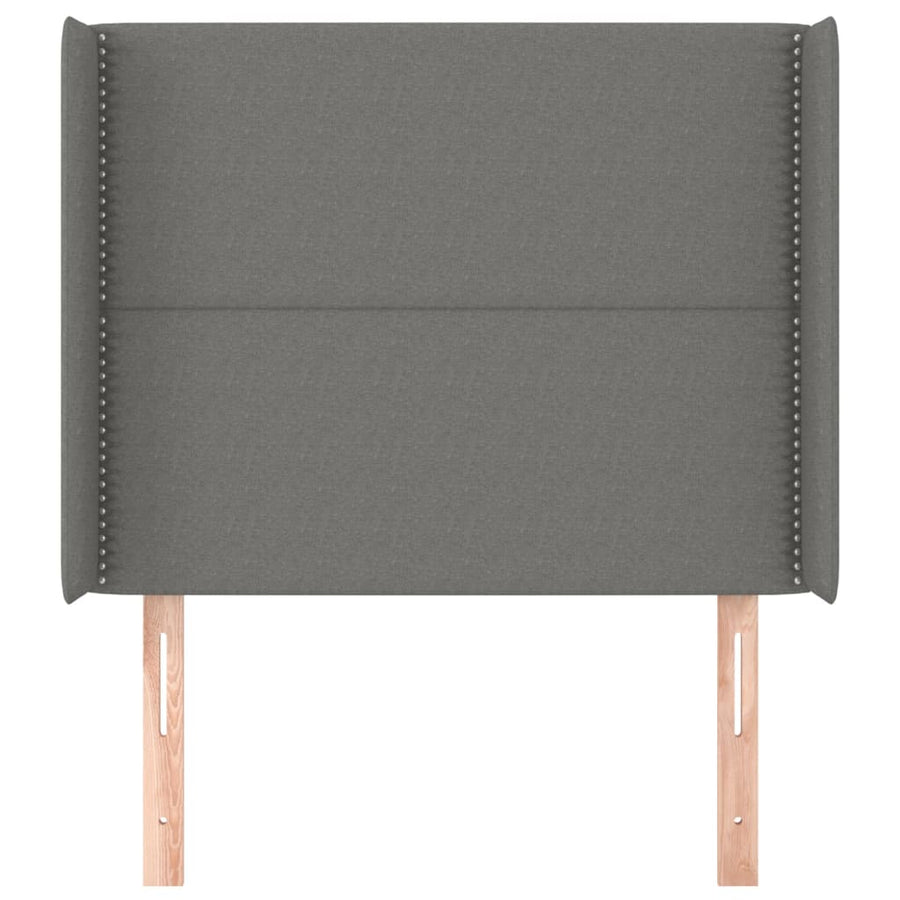 Hoofdbord Met Randen Stof Donkergrijs 93 x 16 x 118/128 cm