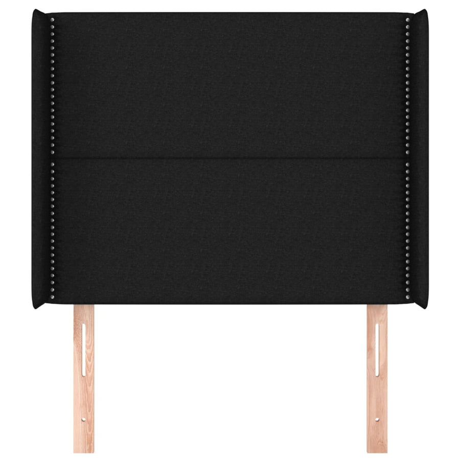 Hoofdbord Met Randen Stof Zwart 93 x 16 x 118/128 cm