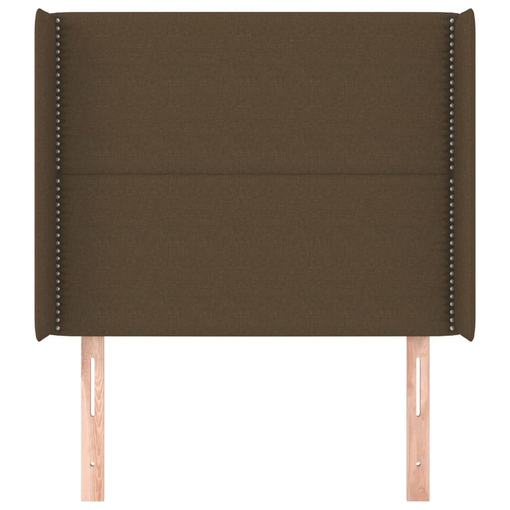 Hoofdbord met randen 93x16x118/128 cm stof donkerbruin 93 x 16 x 118/128 cm