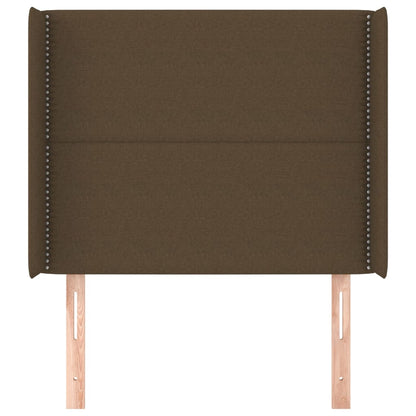 Hoofdbord met randen 93x16x118/128 cm stof donkerbruin 93 x 16 x 118/128 cm
