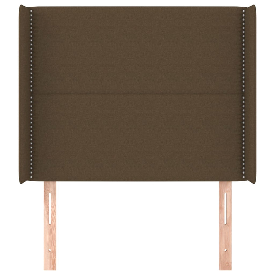 Hoofdbord met randen 93x16x118/128 cm stof donkerbruin 93 x 16 x 118/128 cm