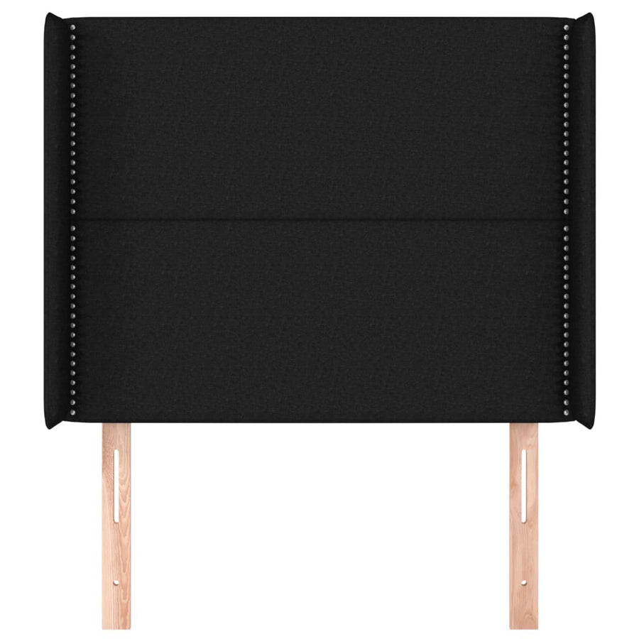 Hoofdbord Met Randen Stof Zwart 103 x 16 x 118/128 cm
