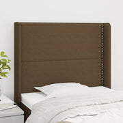 Hoofdbord stof donkerbruin 103x16x118/128 cm