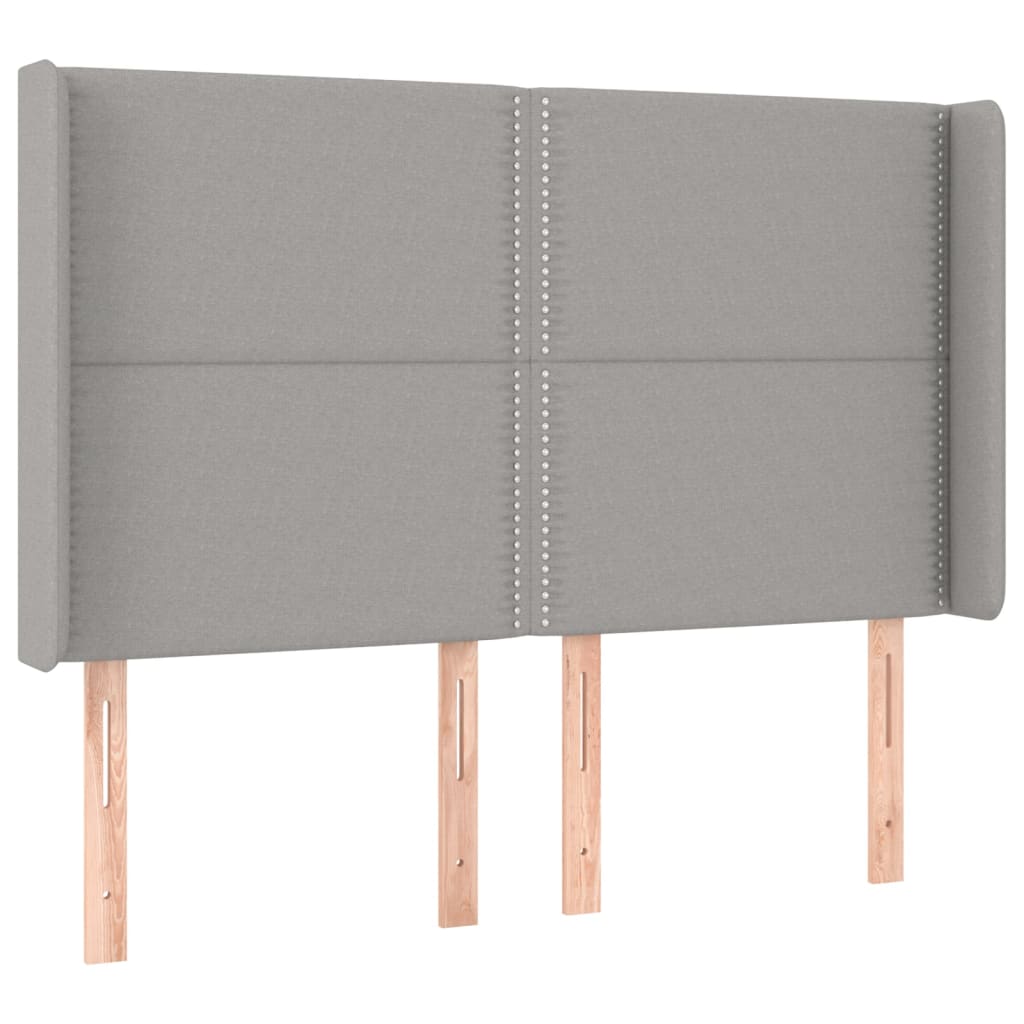 Hoofdbord Met Randen Stof Lichtgrijs 147 x 16 x 118/128 cm