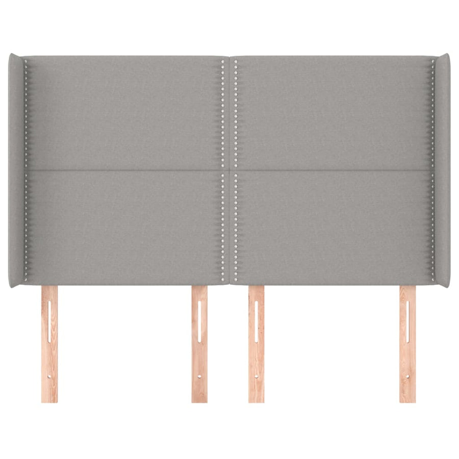 Hoofdbord Met Randen Stof Lichtgrijs 147 x 16 x 118/128 cm