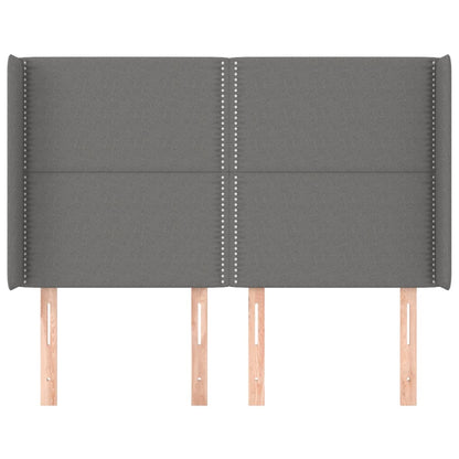 Hoofdbord Met Randen Stof Donkergrijs 147 x 16 x 118/128 cm