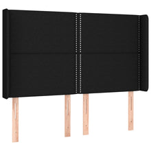 Hoofdbord Met Randen Stof Zwart 147 x 16 x 118/128 cm
