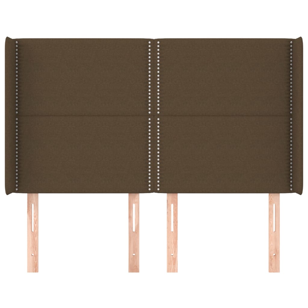 Hoofdbord met randen 147x16x118/128 cm stof donkerbruin 147 x 16 x 118/128 cm