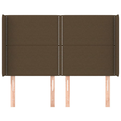 Hoofdbord met randen 147x16x118/128 cm stof donkerbruin 147 x 16 x 118/128 cm