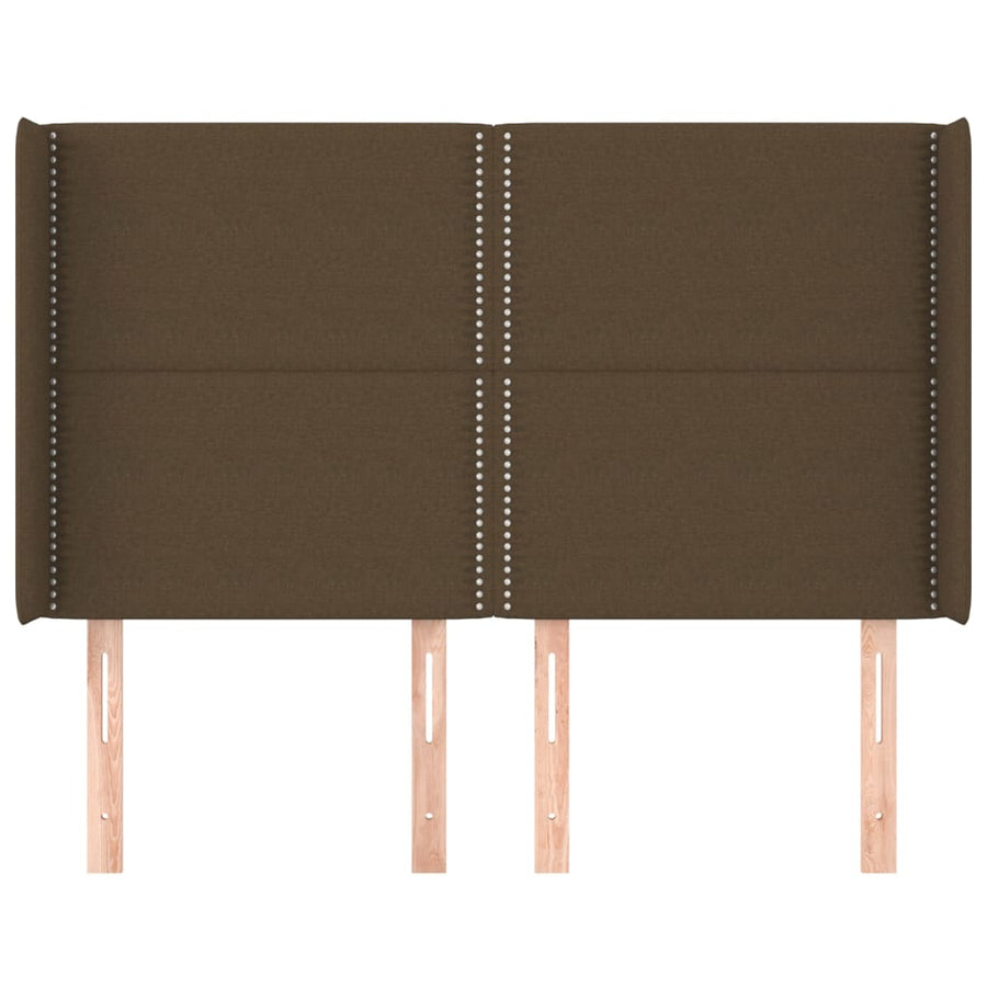 Hoofdbord met randen 147x16x118/128 cm stof donkerbruin 147 x 16 x 118/128 cm