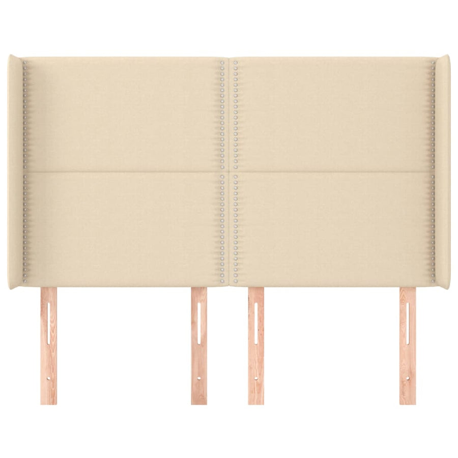 Hoofdbord Met Randen Stof Kleurig Crème 147 x 16 x 118/128 cm