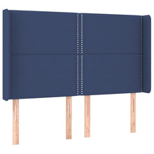 Hoofdbord Met Randen Stof Blauw 147 x 16 x 118/128 cm