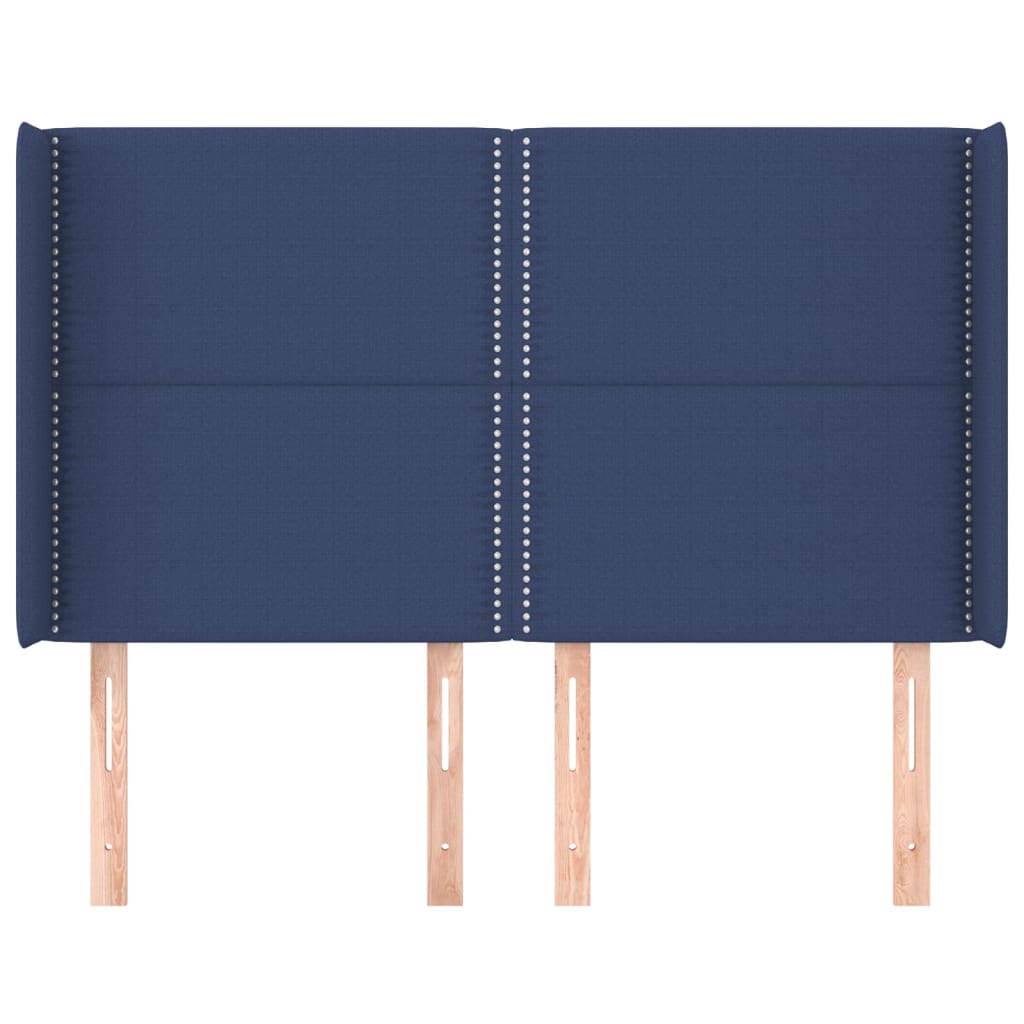 Hoofdbord Met Randen Stof Blauw 147 x 16 x 118/128 cm