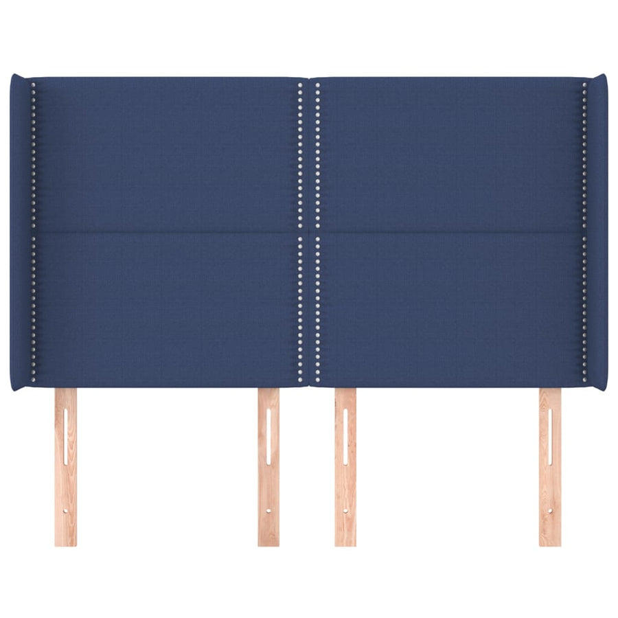 Hoofdbord Met Randen Stof Blauw 147 x 16 x 118/128 cm