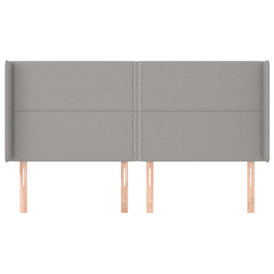 Hoofdbord Met Randen Stof Lichtgrijs 183 x 16 x 118/128 cm