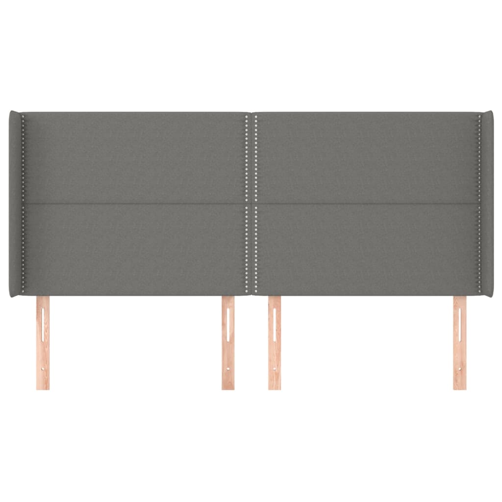 Hoofdbord Met Randen Stof Donkergrijs 183 x 16 x 118/128 cm
