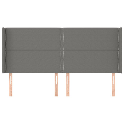 Hoofdbord Met Randen Stof Donkergrijs 183 x 16 x 118/128 cm