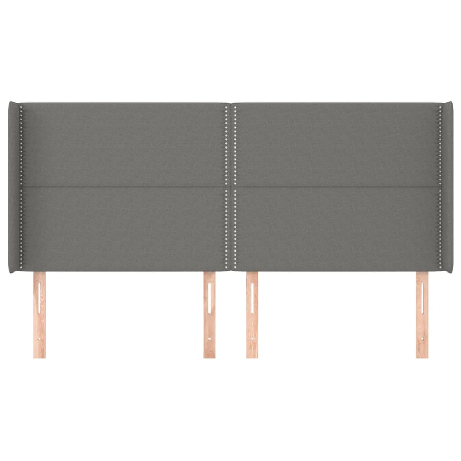 Hoofdbord Met Randen Stof Donkergrijs 183 x 16 x 118/128 cm