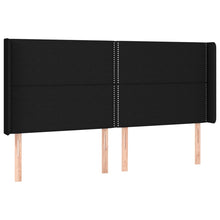 Hoofdbord Met Randen Stof Zwart 183 x 16 x 118/128 cm