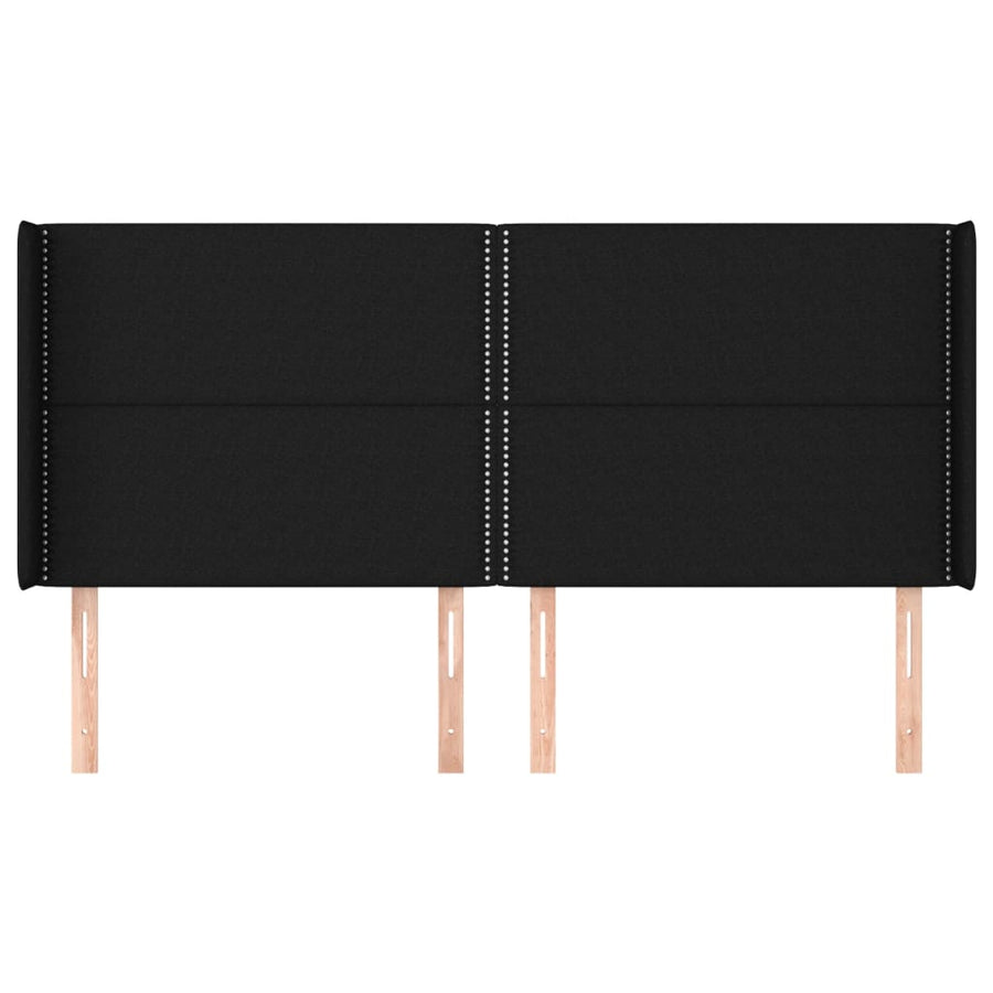 Hoofdbord Met Randen Stof Zwart 183 x 16 x 118/128 cm