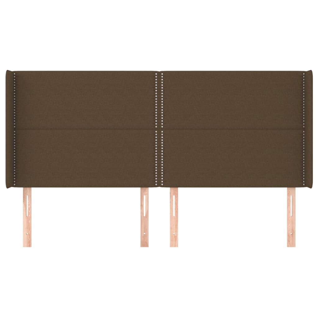 Hoofdbord met randen 183x16x118/128 cm stof donkerbruin 183 x 16 x 118/128 cm