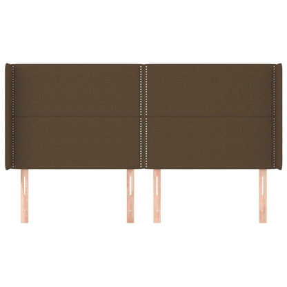 Hoofdbord met randen 183x16x118/128 cm stof donkerbruin 183 x 16 x 118/128 cm