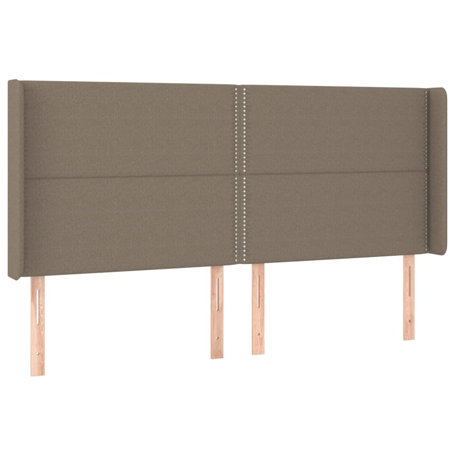 Hoofdbord Met Randen Stof Taupe 183 x 16 x 118/128 cm
