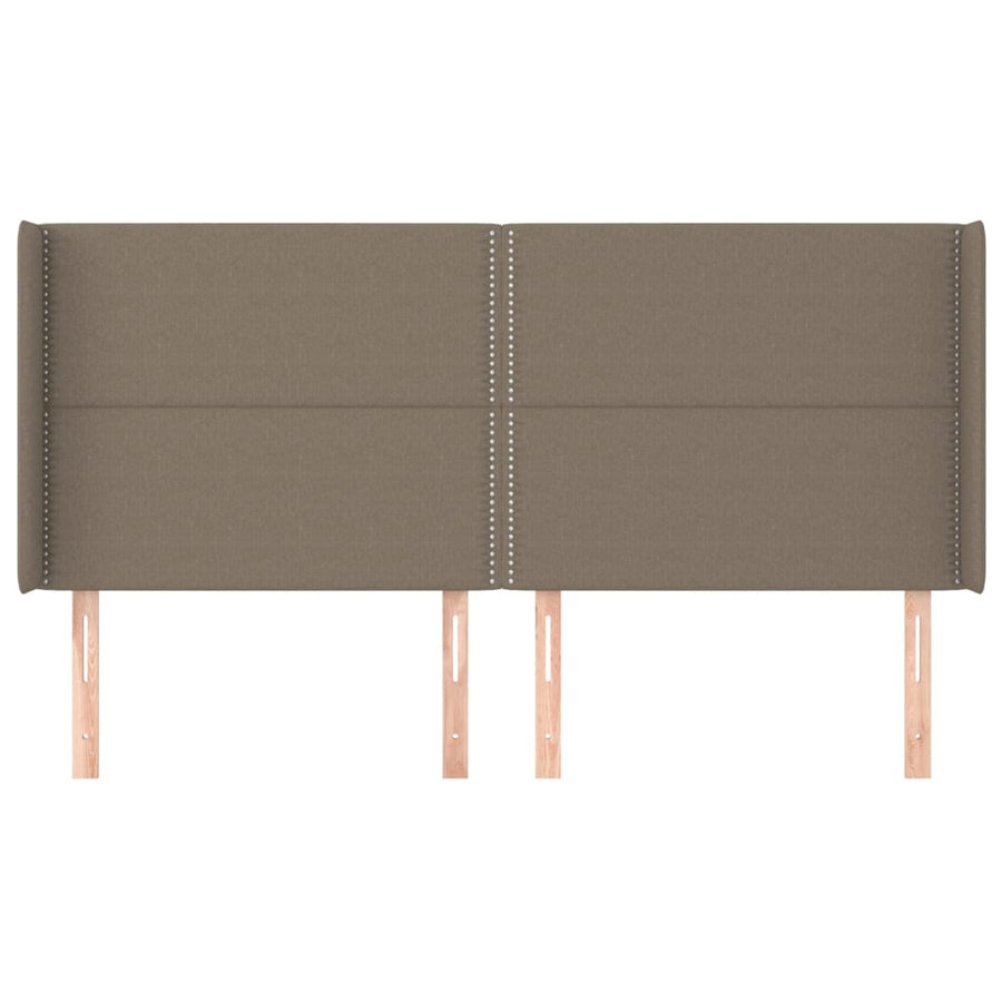 Hoofdbord Met Randen Stof Taupe 183 x 16 x 118/128 cm