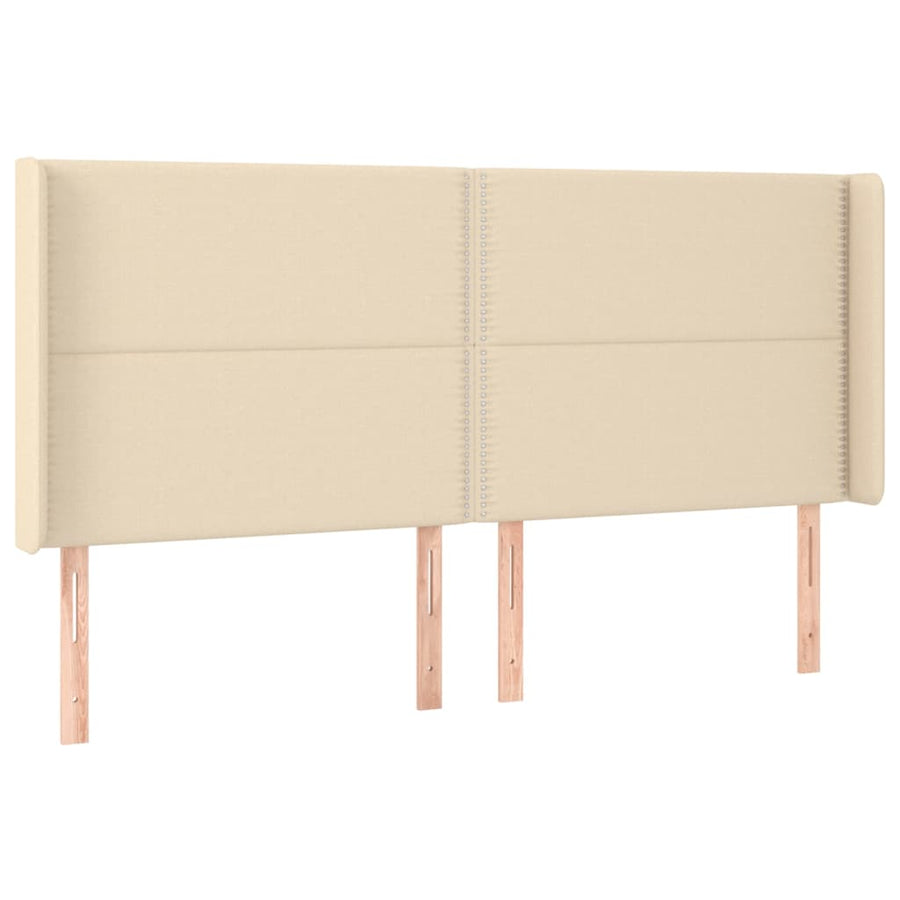 Hoofdbord Met Randen Stof Kleurig Crème 183 x 16 x 118/128 cm