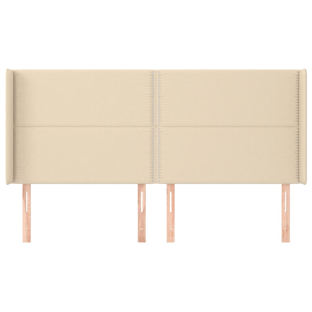 Hoofdbord Met Randen Stof Kleurig Crème 183 x 16 x 118/128 cm