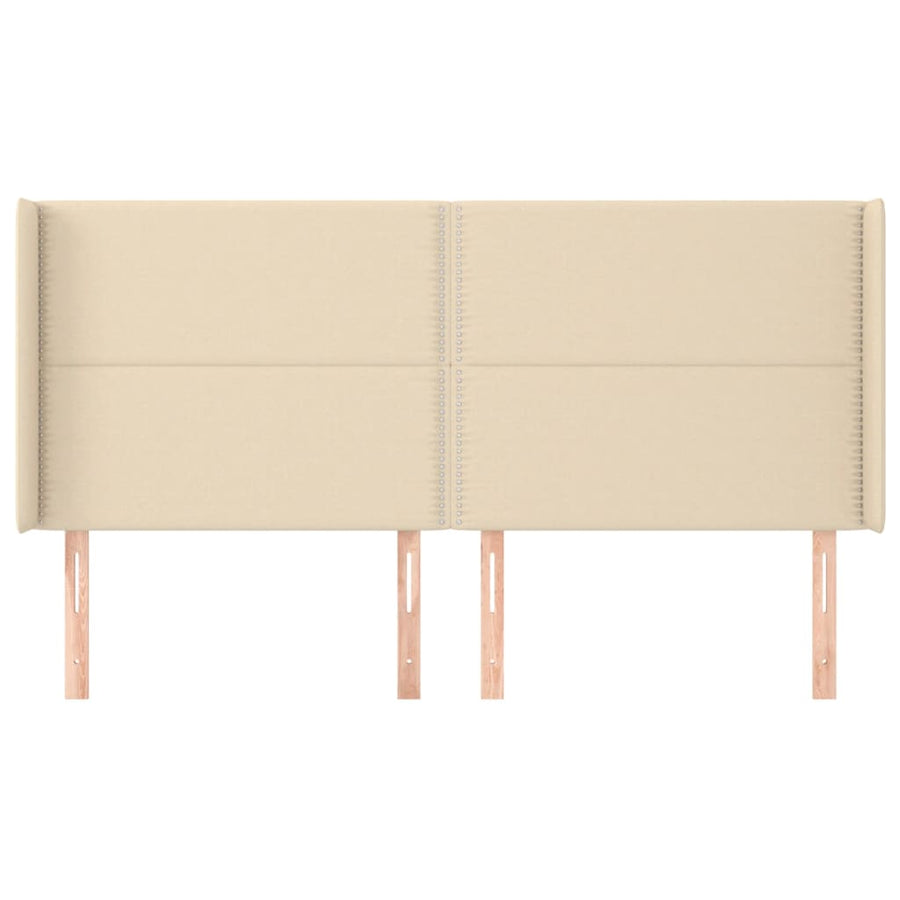 Hoofdbord Met Randen Stof Kleurig Crème 183 x 16 x 118/128 cm