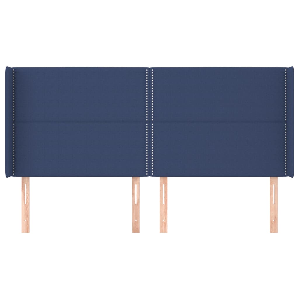 Hoofdbord Met Randen Stof Blauw 183 x 16 x 118/128 cm