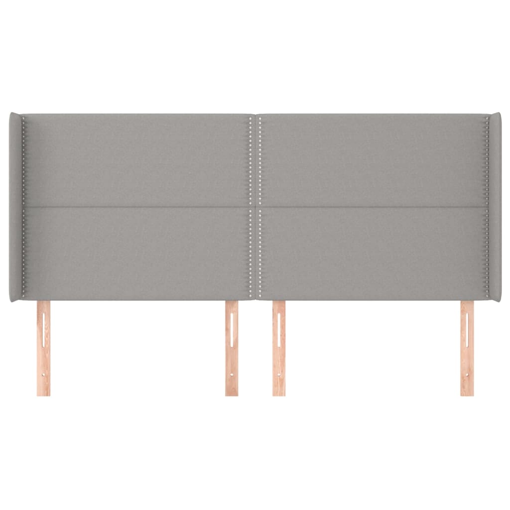 Hoofdbord Met Randen Stof Lichtgrijs 203 x 16 x 118/128 cm