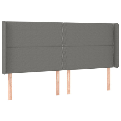 Hoofdbord Met Randen Stof Donkergrijs 203 x 16 x 118/128 cm