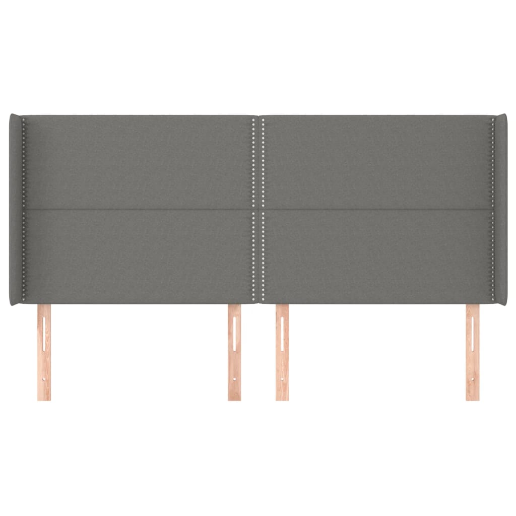 Hoofdbord Met Randen Stof Donkergrijs 203 x 16 x 118/128 cm