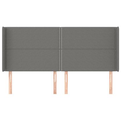 Hoofdbord Met Randen Stof Donkergrijs 203 x 16 x 118/128 cm