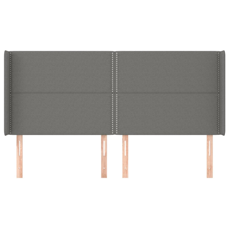Hoofdbord Met Randen Stof Donkergrijs 203 x 16 x 118/128 cm