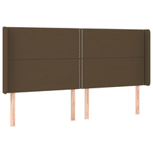 Hoofdbord Met Randen 203X16X118/128 Cm Stof Donkerbruin