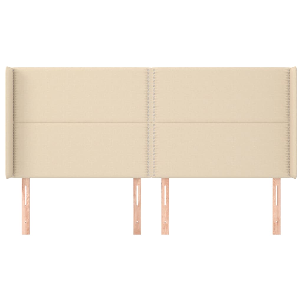 Hoofdbord Met Randen Stof Kleurig Crème 203 x 16 x 118/128 cm