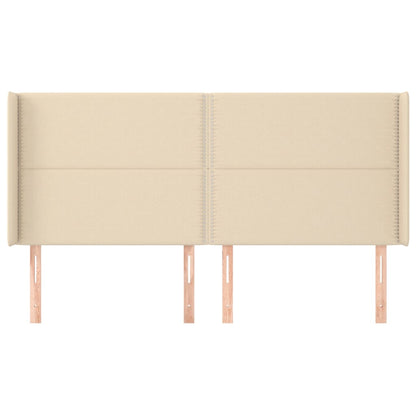 Hoofdbord Met Randen Stof Kleurig Crème 203 x 16 x 118/128 cm